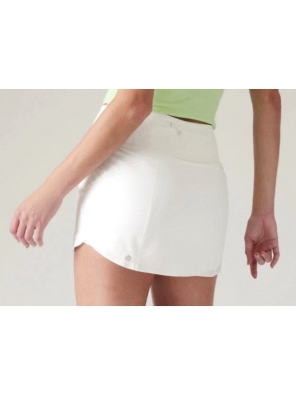 Athleta Women's Sz S Run With It Skort 14" White Activewear With Built-In Shorts